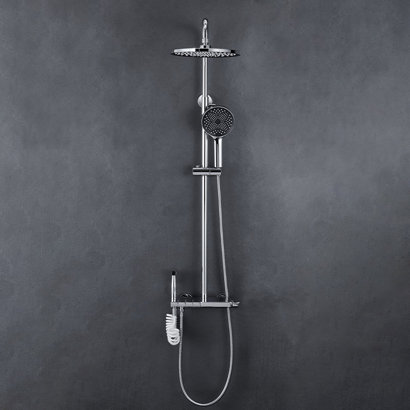 Modern Shower Set Brass Adjustable Shower Head Wall Mounted Shower Head Combo Silver 4 Digital Display Not Included Clearhalo 'Bathroom Remodel & Bathroom Fixtures' 'Home Improvement' 'home_improvement' 'home_improvement_shower_faucets' 'Shower Faucets & Systems' 'shower_faucets' 'Showers & Bathtubs Plumbing' 'Showers & Bathtubs' 6800185