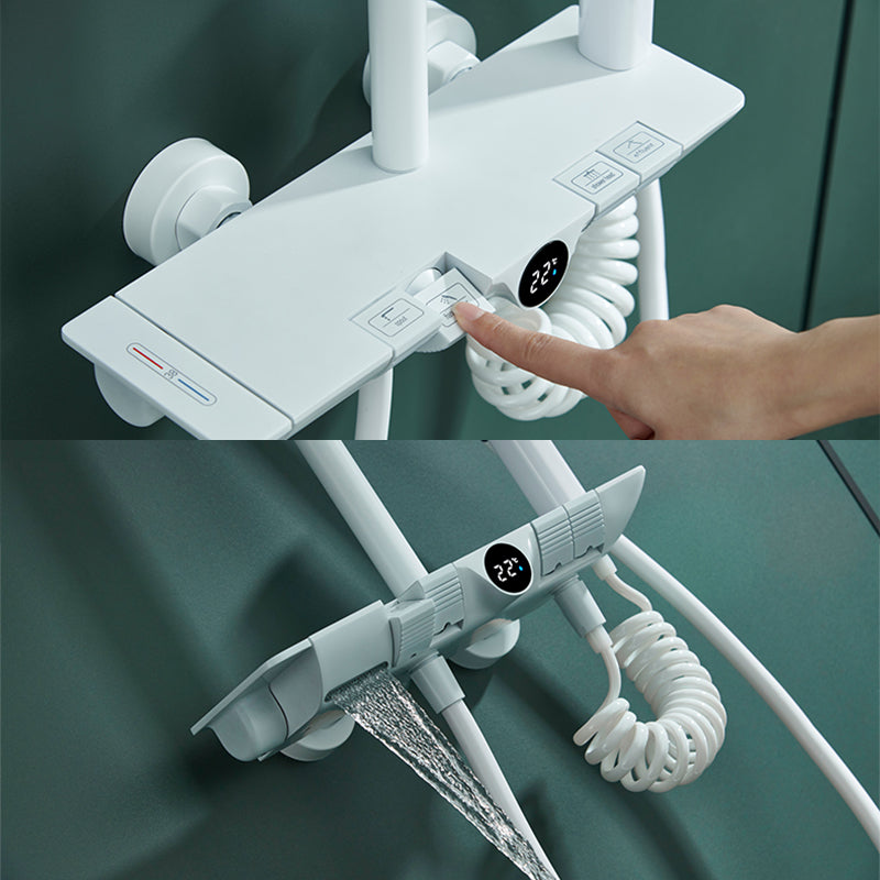 Modern Shower Set Brass Adjustable Shower Head Wall Mounted Shower Head Combo Clearhalo 'Bathroom Remodel & Bathroom Fixtures' 'Home Improvement' 'home_improvement' 'home_improvement_shower_faucets' 'Shower Faucets & Systems' 'shower_faucets' 'Showers & Bathtubs Plumbing' 'Showers & Bathtubs' 6800187