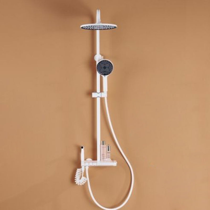 Modern Shower Set Brass Adjustable Shower Head Wall Mounted Shower Head Combo White 4 Digital Display Not Included Clearhalo 'Bathroom Remodel & Bathroom Fixtures' 'Home Improvement' 'home_improvement' 'home_improvement_shower_faucets' 'Shower Faucets & Systems' 'shower_faucets' 'Showers & Bathtubs Plumbing' 'Showers & Bathtubs' 6800190