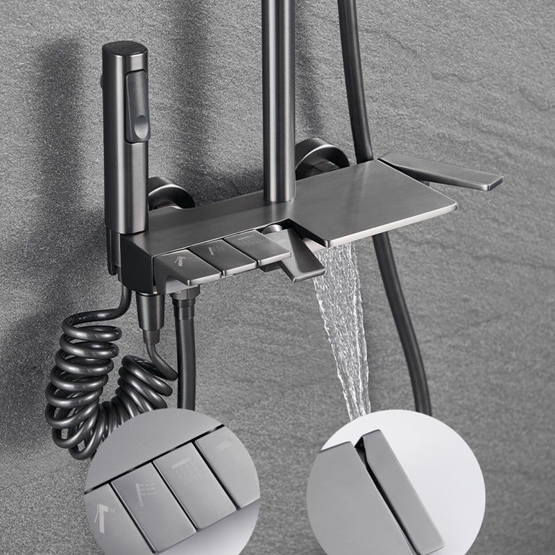 Modern Shower Set Brass Adjustable Shower Head Wall Mounted Shower Head Combo Clearhalo 'Bathroom Remodel & Bathroom Fixtures' 'Home Improvement' 'home_improvement' 'home_improvement_shower_faucets' 'Shower Faucets & Systems' 'shower_faucets' 'Showers & Bathtubs Plumbing' 'Showers & Bathtubs' 6800193