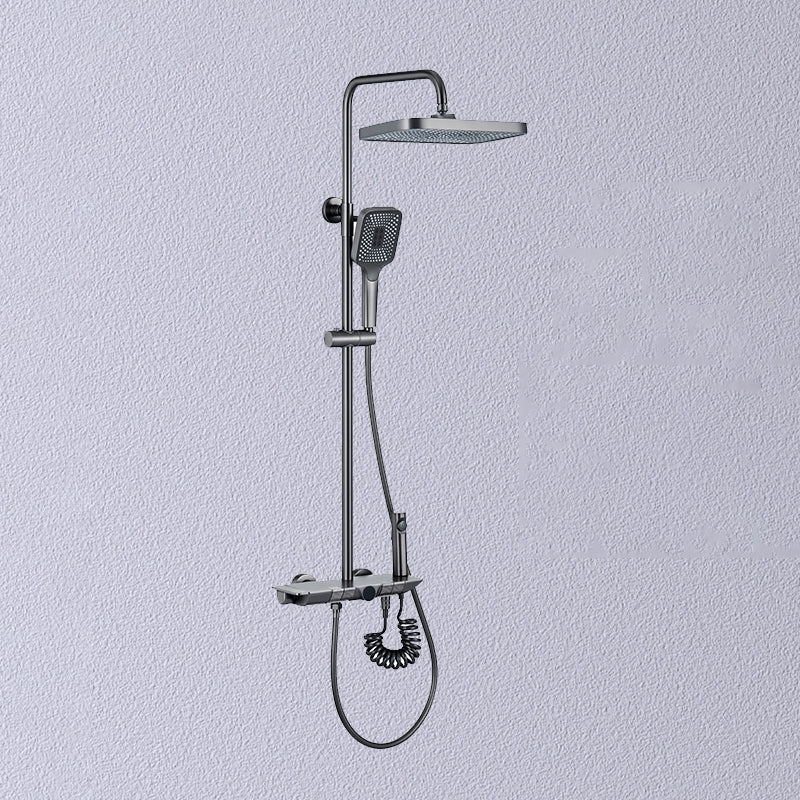 Modern Shower Set Brass Adjustable Shower Head Wall Mounted Shower Head Combo Gun Grey 4 Digital Display Included Clearhalo 'Bathroom Remodel & Bathroom Fixtures' 'Home Improvement' 'home_improvement' 'home_improvement_shower_faucets' 'Shower Faucets & Systems' 'shower_faucets' 'Showers & Bathtubs Plumbing' 'Showers & Bathtubs' 6800194