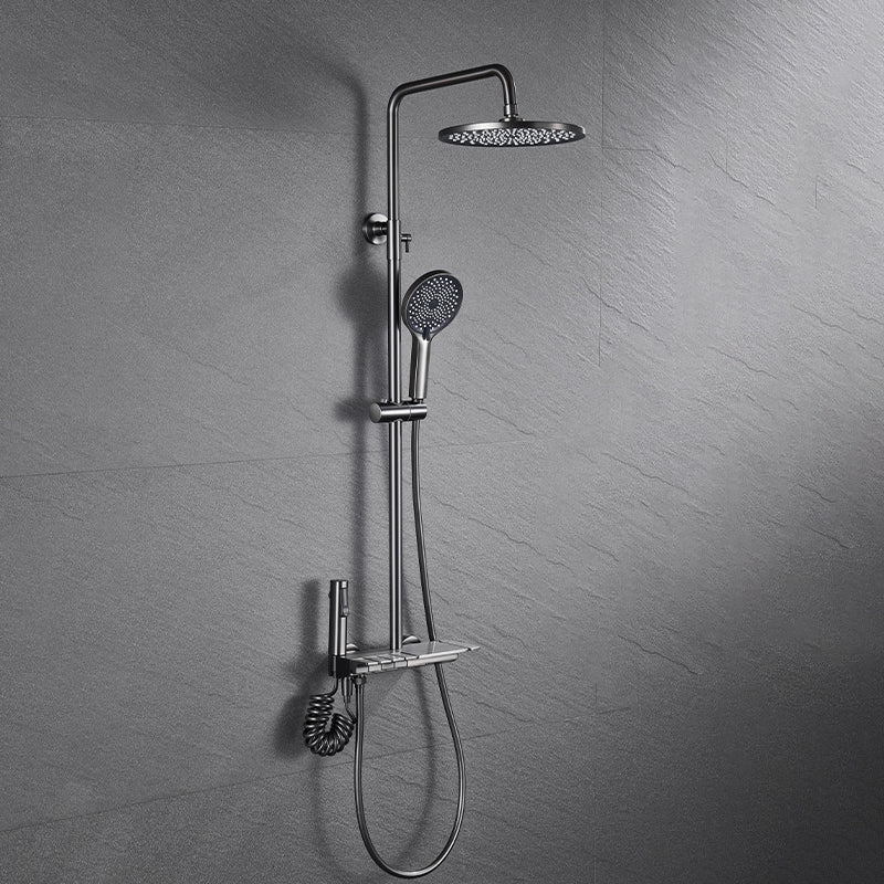 Modern Shower Set Brass Adjustable Shower Head Wall Mounted Shower Head Combo Gun Grey 4 Digital Display Not Included Clearhalo 'Bathroom Remodel & Bathroom Fixtures' 'Home Improvement' 'home_improvement' 'home_improvement_shower_faucets' 'Shower Faucets & Systems' 'shower_faucets' 'Showers & Bathtubs Plumbing' 'Showers & Bathtubs' 6800196