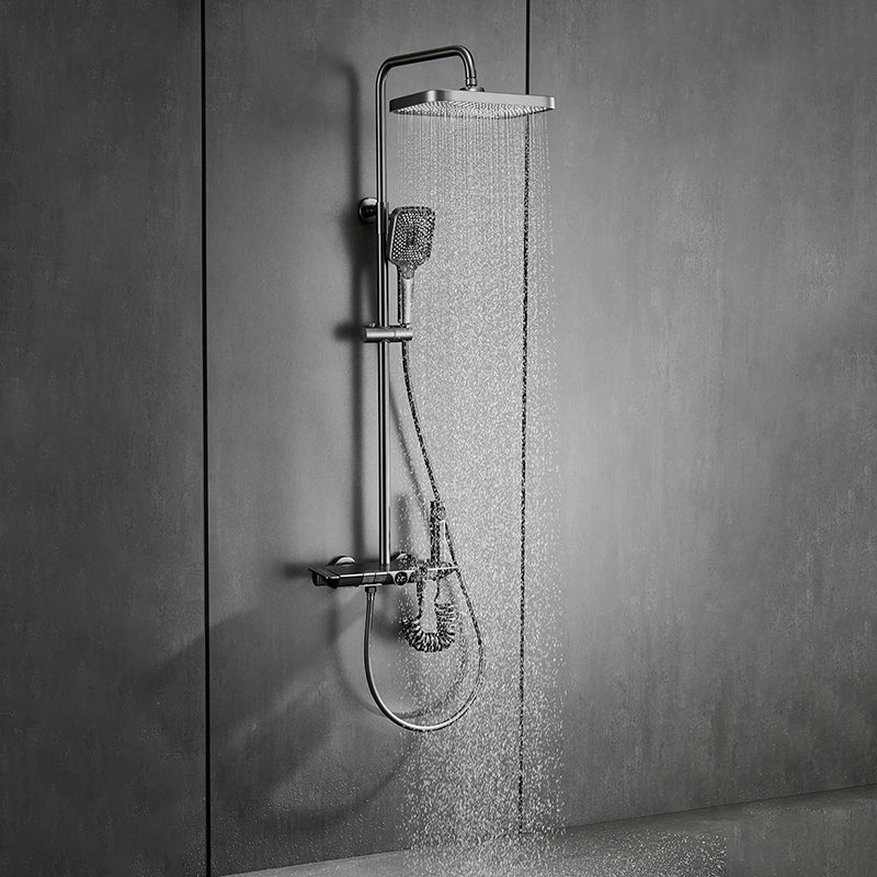 Modern Shower Set Brass Adjustable Shower Head Wall Mounted Shower Head Combo Clearhalo 'Bathroom Remodel & Bathroom Fixtures' 'Home Improvement' 'home_improvement' 'home_improvement_shower_faucets' 'Shower Faucets & Systems' 'shower_faucets' 'Showers & Bathtubs Plumbing' 'Showers & Bathtubs' 6800200