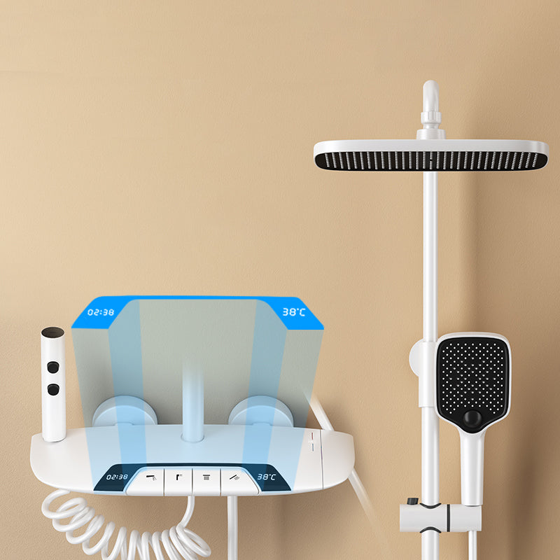 Modern Shower Head Combo Brass Swivel Slide Bar Included Wall Mounted Shower System White Clearhalo 'Bathroom Remodel & Bathroom Fixtures' 'Home Improvement' 'home_improvement' 'home_improvement_shower_faucets' 'Shower Faucets & Systems' 'shower_faucets' 'Showers & Bathtubs Plumbing' 'Showers & Bathtubs' 6800237