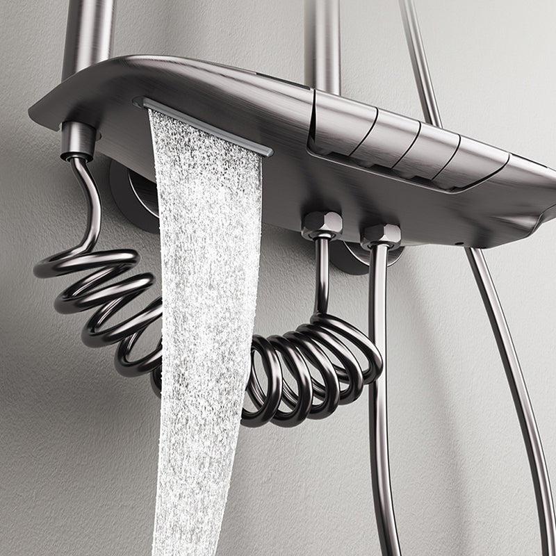 Modern Shower Head Combo Brass Swivel Slide Bar Included Wall Mounted Shower System Clearhalo 'Bathroom Remodel & Bathroom Fixtures' 'Home Improvement' 'home_improvement' 'home_improvement_shower_faucets' 'Shower Faucets & Systems' 'shower_faucets' 'Showers & Bathtubs Plumbing' 'Showers & Bathtubs' 6800239