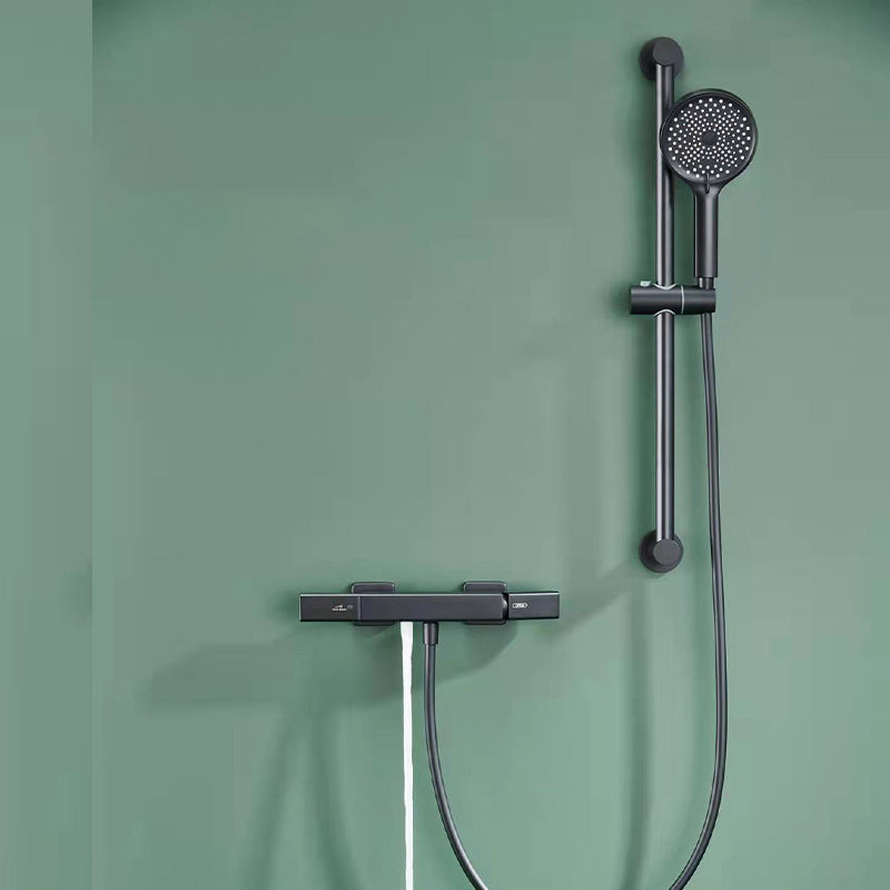 Modern Shower Head Combo Brass Adjustable Shower Head Wall Mounted Shower Faucet Black Clearhalo 'Bathroom Remodel & Bathroom Fixtures' 'Home Improvement' 'home_improvement' 'home_improvement_shower_faucets' 'Shower Faucets & Systems' 'shower_faucets' 'Showers & Bathtubs Plumbing' 'Showers & Bathtubs' 6800259