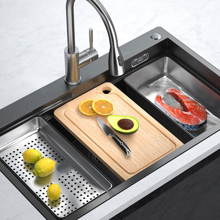 Modern Style Sink Stainless Steel Noise-cancelling Design Sink for Kitchen Clearhalo 'Home Improvement' 'home_improvement' 'home_improvement_kitchen_sinks' 'Kitchen Remodel & Kitchen Fixtures' 'Kitchen Sinks & Faucet Components' 'Kitchen Sinks' 'kitchen_sinks' 6800276