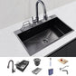 Modern Style Sink Stainless Steel Noise-cancelling Design Sink for Kitchen 31.5"L x 18.9"W x 8.7"H Sink with Faucet Pull Out Faucet Clearhalo 'Home Improvement' 'home_improvement' 'home_improvement_kitchen_sinks' 'Kitchen Remodel & Kitchen Fixtures' 'Kitchen Sinks & Faucet Components' 'Kitchen Sinks' 'kitchen_sinks' 6800281