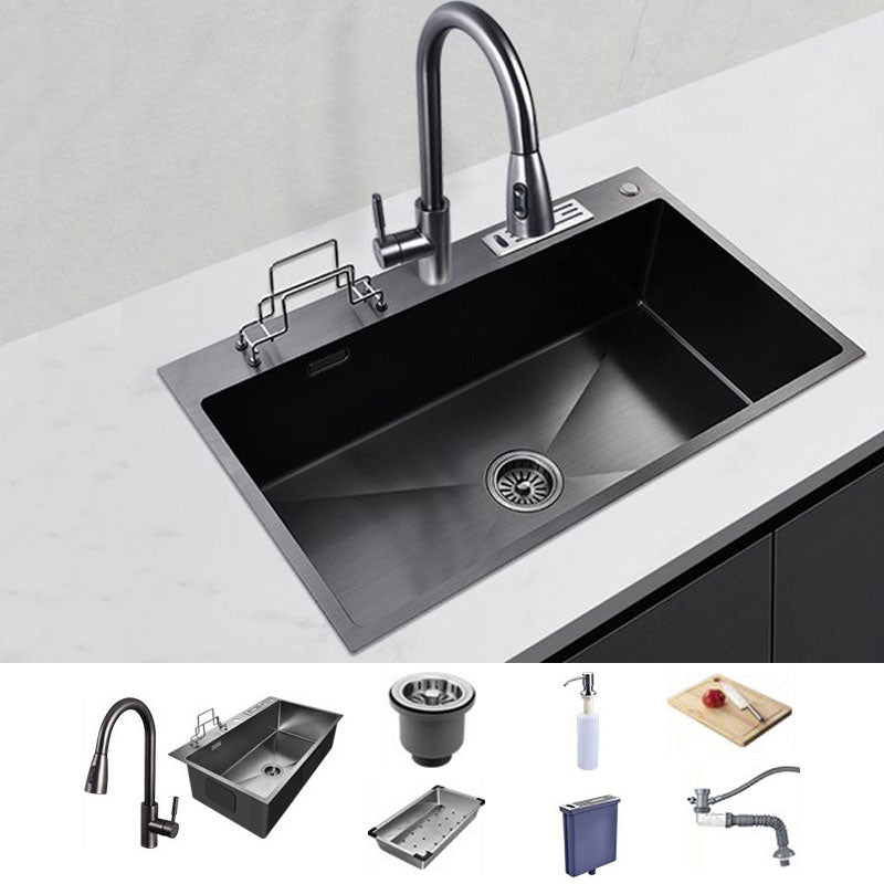 Modern Style Sink Stainless Steel Noise-cancelling Design Sink for Kitchen 31.5"L x 18.9"W x 8.7"H Sink with Faucet Pull Out Faucet Clearhalo 'Home Improvement' 'home_improvement' 'home_improvement_kitchen_sinks' 'Kitchen Remodel & Kitchen Fixtures' 'Kitchen Sinks & Faucet Components' 'Kitchen Sinks' 'kitchen_sinks' 6800281