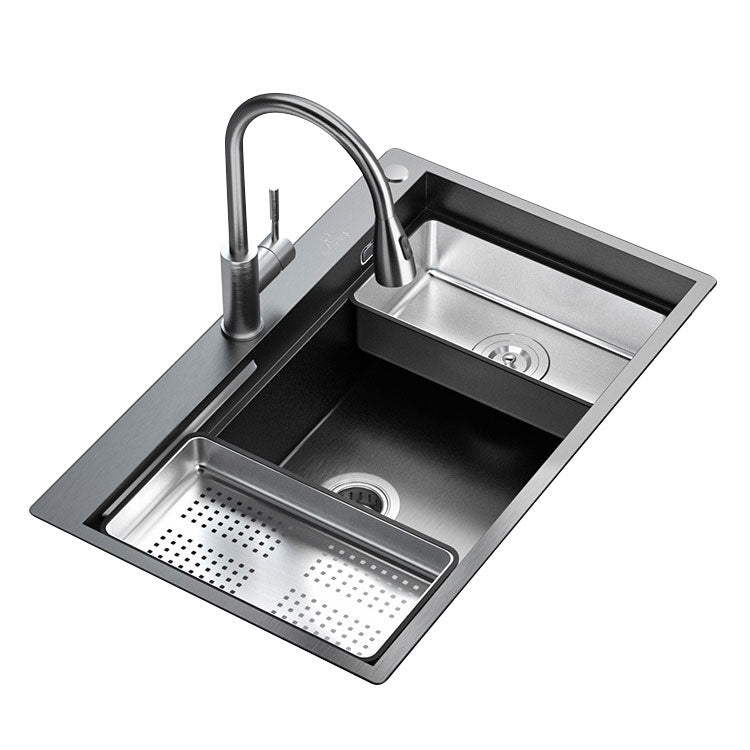 Modern Style Sink Stainless Steel Noise-cancelling Design Sink for Kitchen Clearhalo 'Home Improvement' 'home_improvement' 'home_improvement_kitchen_sinks' 'Kitchen Remodel & Kitchen Fixtures' 'Kitchen Sinks & Faucet Components' 'Kitchen Sinks' 'kitchen_sinks' 6800283