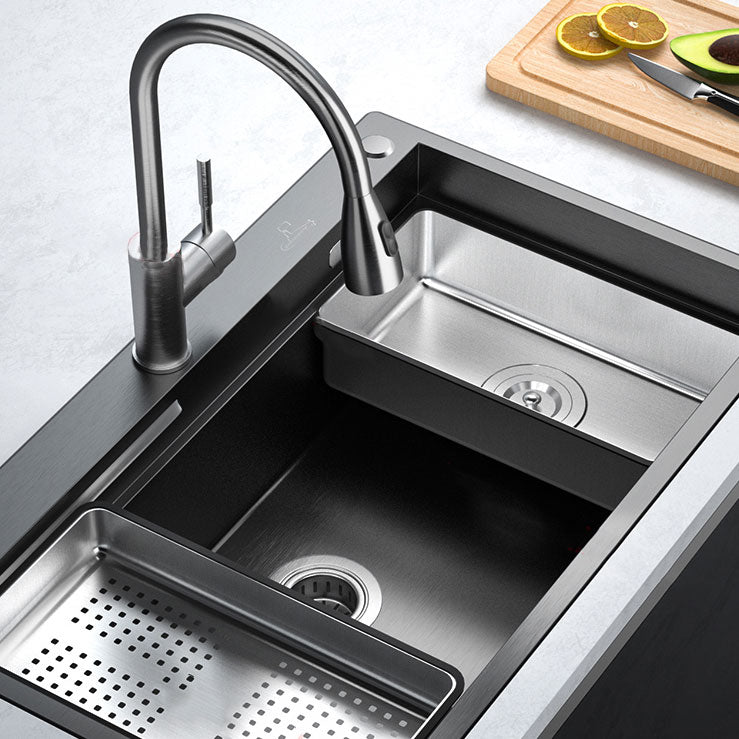 Modern Style Sink Stainless Steel Noise-cancelling Design Sink for Kitchen Clearhalo 'Home Improvement' 'home_improvement' 'home_improvement_kitchen_sinks' 'Kitchen Remodel & Kitchen Fixtures' 'Kitchen Sinks & Faucet Components' 'Kitchen Sinks' 'kitchen_sinks' 6800285