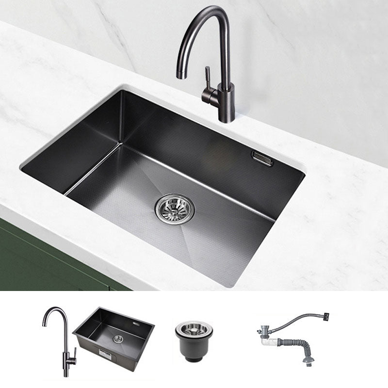 Modern Style Sink Stainless Steel Noise-cancelling Design Sink for Kitchen 24"L x 17"W x 9"H Sink with Faucet Round Faucet Clearhalo 'Home Improvement' 'home_improvement' 'home_improvement_kitchen_sinks' 'Kitchen Remodel & Kitchen Fixtures' 'Kitchen Sinks & Faucet Components' 'Kitchen Sinks' 'kitchen_sinks' 6800293