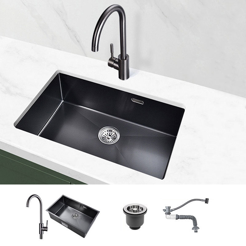 Modern Style Sink Stainless Steel Noise-cancelling Design Sink for Kitchen 27.6"L x 16.9"W x 8.7"H Sink with Faucet Round Faucet Clearhalo 'Home Improvement' 'home_improvement' 'home_improvement_kitchen_sinks' 'Kitchen Remodel & Kitchen Fixtures' 'Kitchen Sinks & Faucet Components' 'Kitchen Sinks' 'kitchen_sinks' 6800297