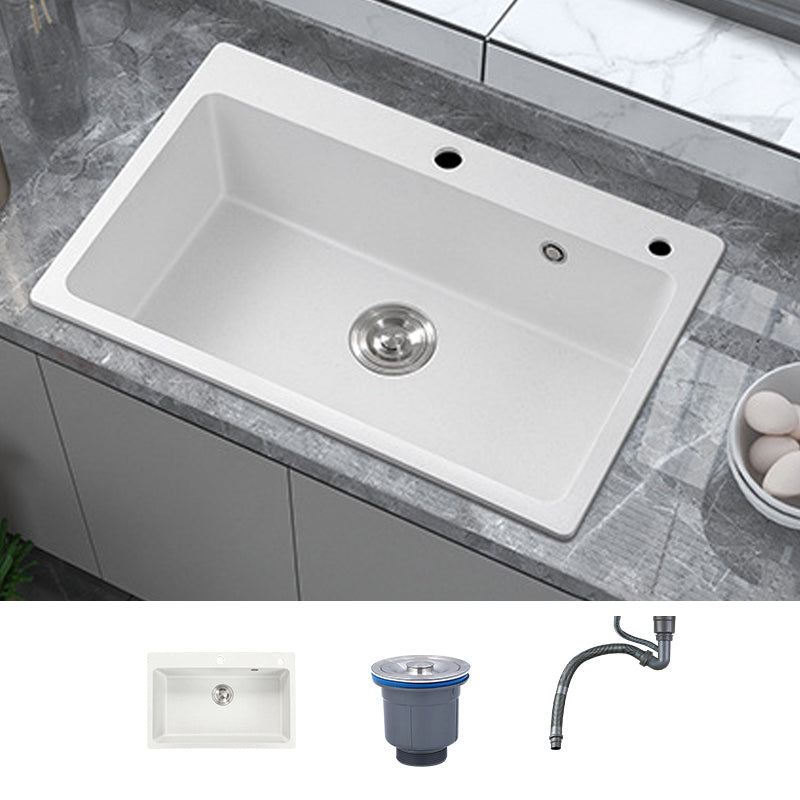 Quartz Single Bowl Kitchen Sink Rectangle Shape Kitchen Sink with Basket Strainer Sink Only None Clearhalo 'Home Improvement' 'home_improvement' 'home_improvement_kitchen_sinks' 'Kitchen Remodel & Kitchen Fixtures' 'Kitchen Sinks & Faucet Components' 'Kitchen Sinks' 'kitchen_sinks' 6800304