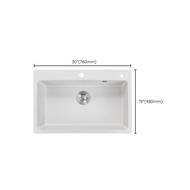 Quartz Single Bowl Kitchen Sink Rectangle Shape Kitchen Sink with Basket Strainer Clearhalo 'Home Improvement' 'home_improvement' 'home_improvement_kitchen_sinks' 'Kitchen Remodel & Kitchen Fixtures' 'Kitchen Sinks & Faucet Components' 'Kitchen Sinks' 'kitchen_sinks' 6800324