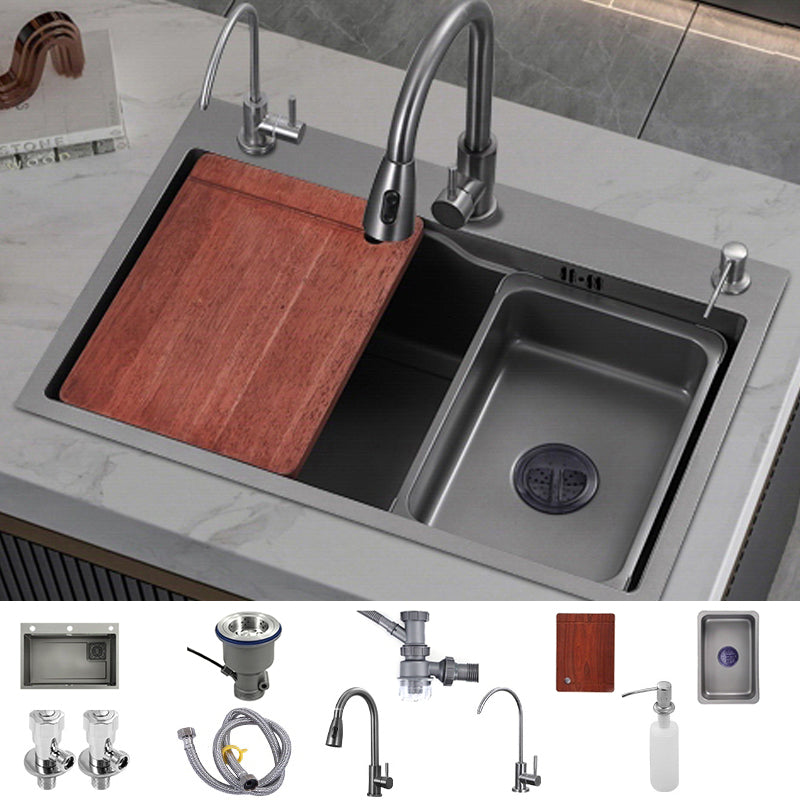 Modern Style Kitchen Sink Stainless Steel Drop-In Noise-cancelling Design Kitchen Sink Sink with Faucet Double Tap for Water Purification Clearhalo 'Home Improvement' 'home_improvement' 'home_improvement_kitchen_sinks' 'Kitchen Remodel & Kitchen Fixtures' 'Kitchen Sinks & Faucet Components' 'Kitchen Sinks' 'kitchen_sinks' 6800331