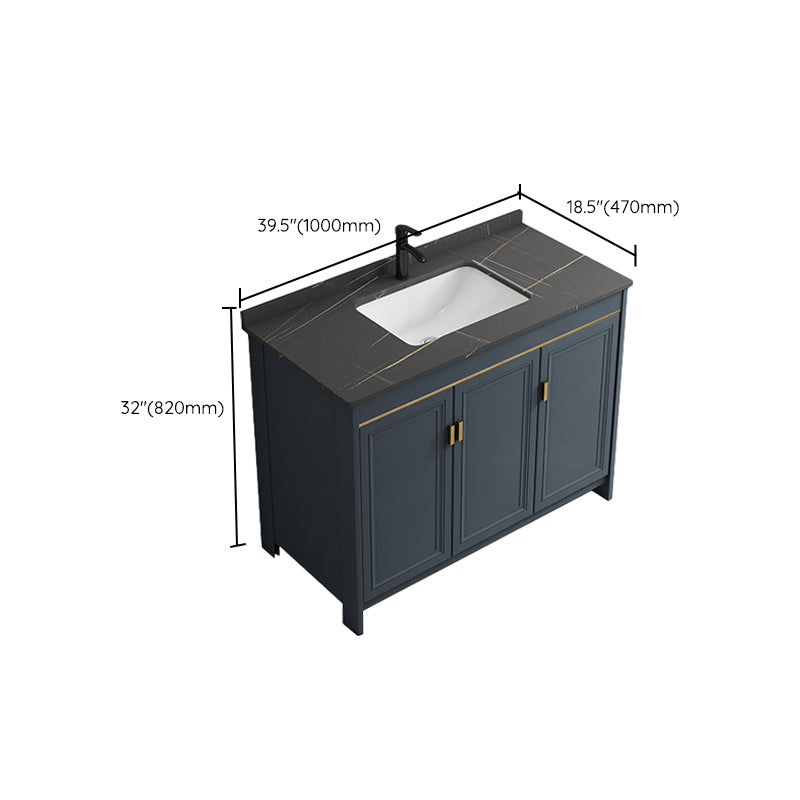 Blue Bathroom Vanity Metal Frame Single Sink Rectangle Mirror Bath Vanity with 2 Doors Clearhalo 'Bathroom Remodel & Bathroom Fixtures' 'Bathroom Vanities' 'bathroom_vanities' 'Home Improvement' 'home_improvement' 'home_improvement_bathroom_vanities' 6800476