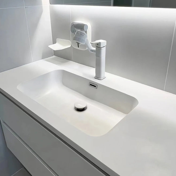 White Bathroom Vanity Wood Rectangle Single Sink Wall Mount 2 Drawers Vanity Set Clearhalo 'Bathroom Remodel & Bathroom Fixtures' 'Bathroom Vanities' 'bathroom_vanities' 'Home Improvement' 'home_improvement' 'home_improvement_bathroom_vanities' 6800525