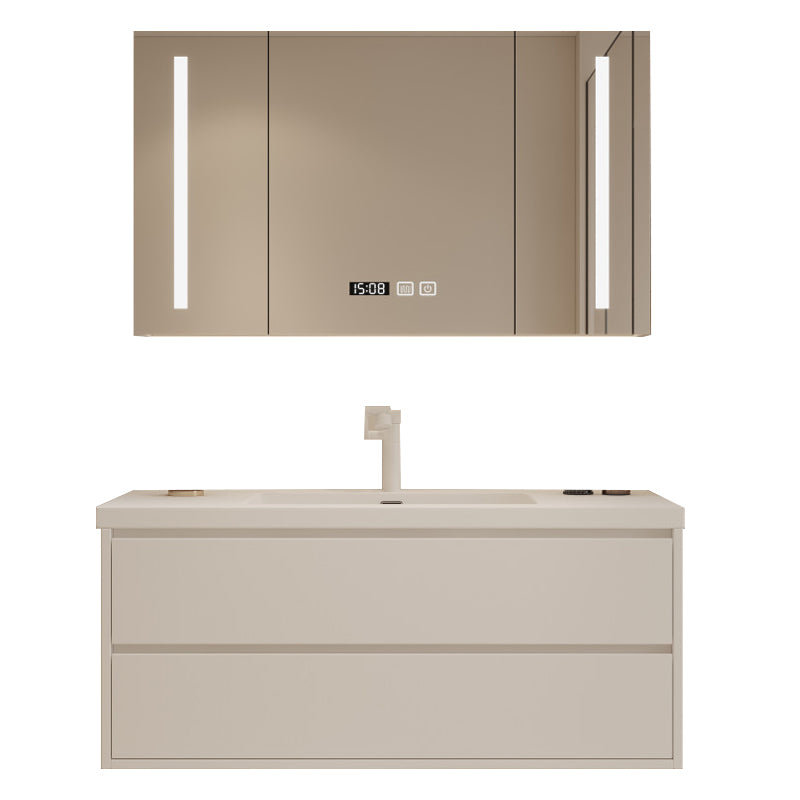 White Bathroom Vanity Wood Rectangle Single Sink Wall Mount 2 Drawers Vanity Set Clearhalo 'Bathroom Remodel & Bathroom Fixtures' 'Bathroom Vanities' 'bathroom_vanities' 'Home Improvement' 'home_improvement' 'home_improvement_bathroom_vanities' 6800531
