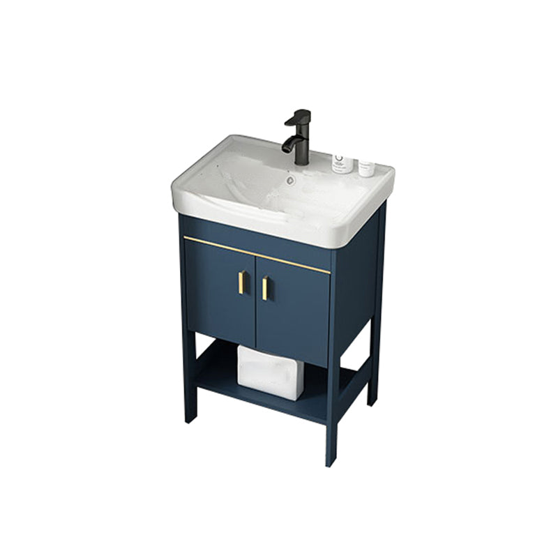 Contemporary Vanity Sink Mirror Cabinet Metal Vanity Cabinet with Storage Shelving Vanity & Faucet 20.1"L x 14.2"W x 31.9"H Clearhalo 'Bathroom Remodel & Bathroom Fixtures' 'Bathroom Vanities' 'bathroom_vanities' 'Home Improvement' 'home_improvement' 'home_improvement_bathroom_vanities' 6800574