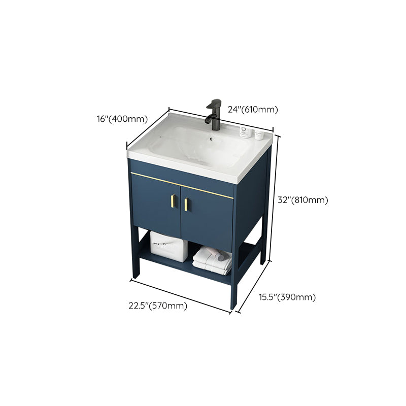 Contemporary Vanity Sink Mirror Cabinet Metal Vanity Cabinet with Storage Shelving Clearhalo 'Bathroom Remodel & Bathroom Fixtures' 'Bathroom Vanities' 'bathroom_vanities' 'Home Improvement' 'home_improvement' 'home_improvement_bathroom_vanities' 6800593