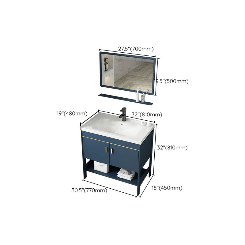 Contemporary Vanity Sink Mirror Cabinet Metal Vanity Cabinet with Storage Shelving Clearhalo 'Bathroom Remodel & Bathroom Fixtures' 'Bathroom Vanities' 'bathroom_vanities' 'Home Improvement' 'home_improvement' 'home_improvement_bathroom_vanities' 6800600