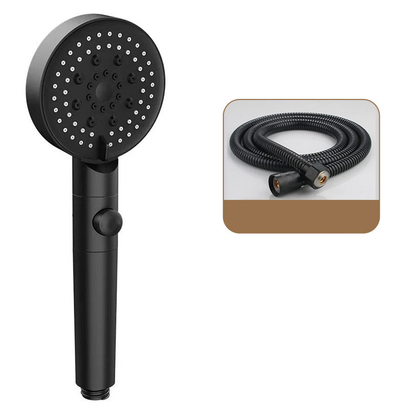 Round Pressurized Shower Head 6-Setting Adjustable Water Flow Handheld Shower Head Black Shower Head with Hose Clearhalo 'Bathroom Remodel & Bathroom Fixtures' 'Home Improvement' 'home_improvement' 'home_improvement_shower_heads' 'Shower Heads' 'shower_heads' 'Showers & Bathtubs Plumbing' 'Showers & Bathtubs' 6800607