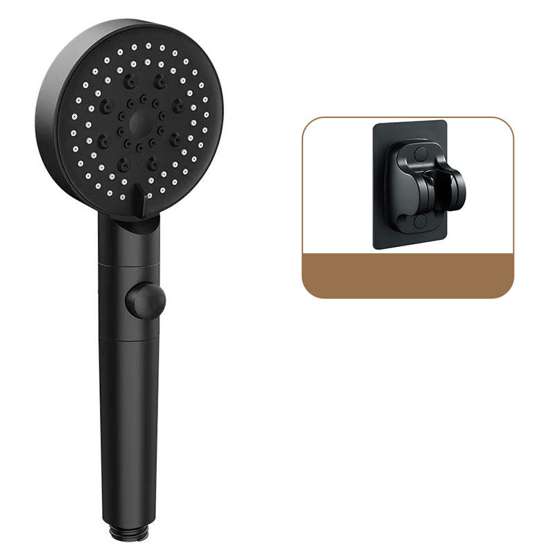 Round Pressurized Shower Head 6-Setting Adjustable Water Flow Handheld Shower Head Black Shower & Punch-free Wall Seat Clearhalo 'Bathroom Remodel & Bathroom Fixtures' 'Home Improvement' 'home_improvement' 'home_improvement_shower_heads' 'Shower Heads' 'shower_heads' 'Showers & Bathtubs Plumbing' 'Showers & Bathtubs' 6800616