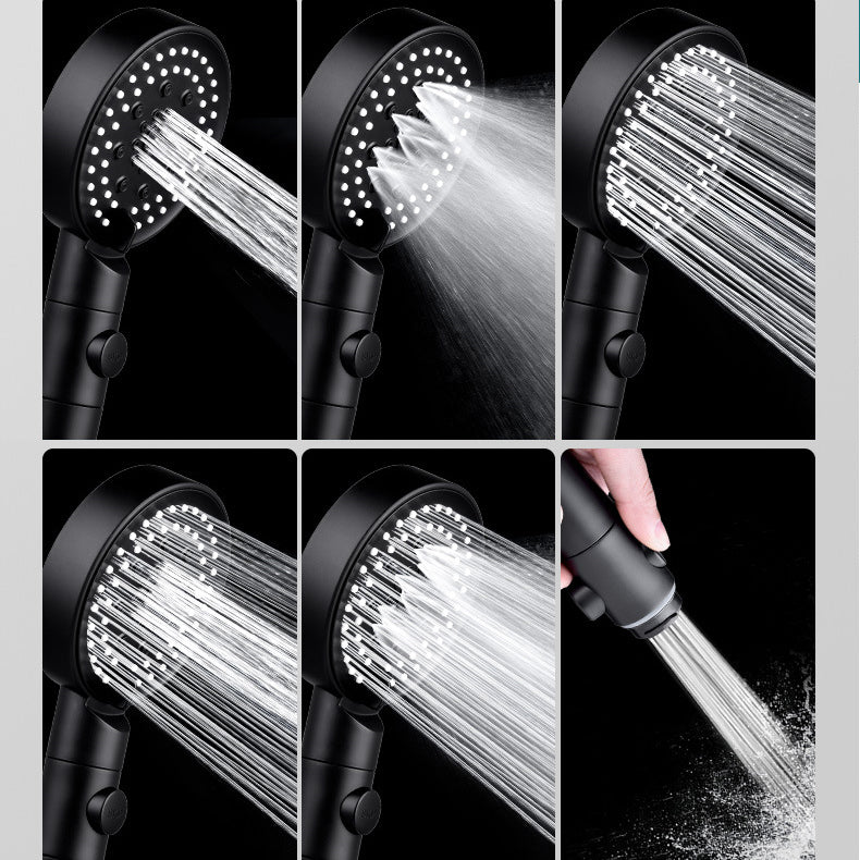 Round Pressurized Shower Head 6-Setting Adjustable Water Flow Handheld Shower Head Clearhalo 'Bathroom Remodel & Bathroom Fixtures' 'Home Improvement' 'home_improvement' 'home_improvement_shower_heads' 'Shower Heads' 'shower_heads' 'Showers & Bathtubs Plumbing' 'Showers & Bathtubs' 6800619