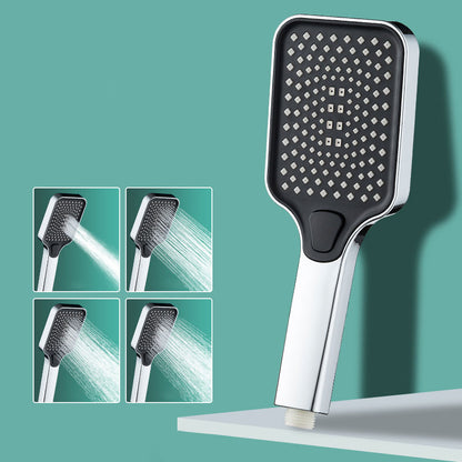 Rectangular Pressurized Shower Head 4-Setting Adjustable Water Flow Handheld Shower Head Silver Hand Shower Clearhalo 'Bathroom Remodel & Bathroom Fixtures' 'Home Improvement' 'home_improvement' 'home_improvement_shower_heads' 'Shower Heads' 'shower_heads' 'Showers & Bathtubs Plumbing' 'Showers & Bathtubs' 6800653