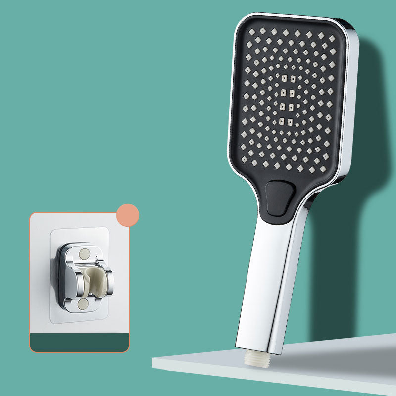 Rectangular Pressurized Shower Head 4-Setting Adjustable Water Flow Handheld Shower Head Silver Shower & Punch-free Wall Seat Clearhalo 'Bathroom Remodel & Bathroom Fixtures' 'Home Improvement' 'home_improvement' 'home_improvement_shower_heads' 'Shower Heads' 'shower_heads' 'Showers & Bathtubs Plumbing' 'Showers & Bathtubs' 6800654