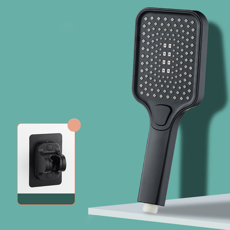 Rectangular Pressurized Shower Head 4-Setting Adjustable Water Flow Handheld Shower Head Black Shower & Punch-free Wall Seat Clearhalo 'Bathroom Remodel & Bathroom Fixtures' 'Home Improvement' 'home_improvement' 'home_improvement_shower_heads' 'Shower Heads' 'shower_heads' 'Showers & Bathtubs Plumbing' 'Showers & Bathtubs' 6800662