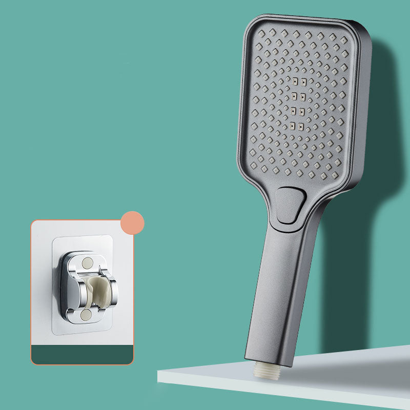 Rectangular Pressurized Shower Head 4-Setting Adjustable Water Flow Handheld Shower Head Grey Shower & Punch-free Wall Seat Clearhalo 'Bathroom Remodel & Bathroom Fixtures' 'Home Improvement' 'home_improvement' 'home_improvement_shower_heads' 'Shower Heads' 'shower_heads' 'Showers & Bathtubs Plumbing' 'Showers & Bathtubs' 6800666