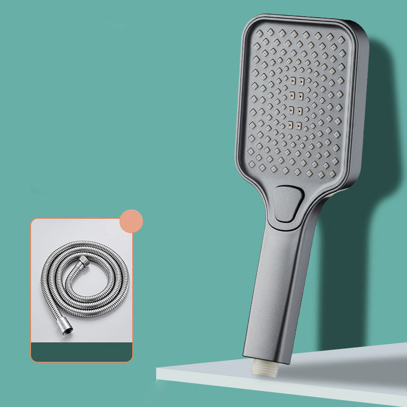 Rectangular Pressurized Shower Head 4-Setting Adjustable Water Flow Handheld Shower Head Grey Shower Head with Hose Clearhalo 'Bathroom Remodel & Bathroom Fixtures' 'Home Improvement' 'home_improvement' 'home_improvement_shower_heads' 'Shower Heads' 'shower_heads' 'Showers & Bathtubs Plumbing' 'Showers & Bathtubs' 6800667