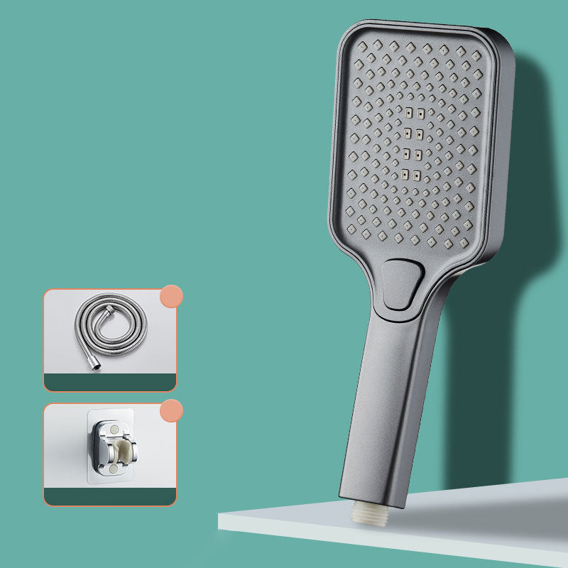Rectangular Pressurized Shower Head 4-Setting Adjustable Water Flow Handheld Shower Head Grey Shower & Hose & Hole-free Wall Seat Clearhalo 'Bathroom Remodel & Bathroom Fixtures' 'Home Improvement' 'home_improvement' 'home_improvement_shower_heads' 'Shower Heads' 'shower_heads' 'Showers & Bathtubs Plumbing' 'Showers & Bathtubs' 6800668