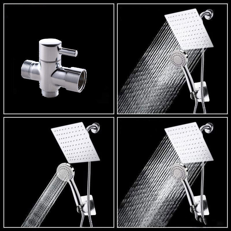 High Pressure 8 Inch Shower Set 3 Function Hand Shower Stainless Steel Square Top Spray Clearhalo 'Bathroom Remodel & Bathroom Fixtures' 'Home Improvement' 'home_improvement' 'home_improvement_shower_heads' 'Shower Heads' 'shower_heads' 'Showers & Bathtubs Plumbing' 'Showers & Bathtubs' 6800705