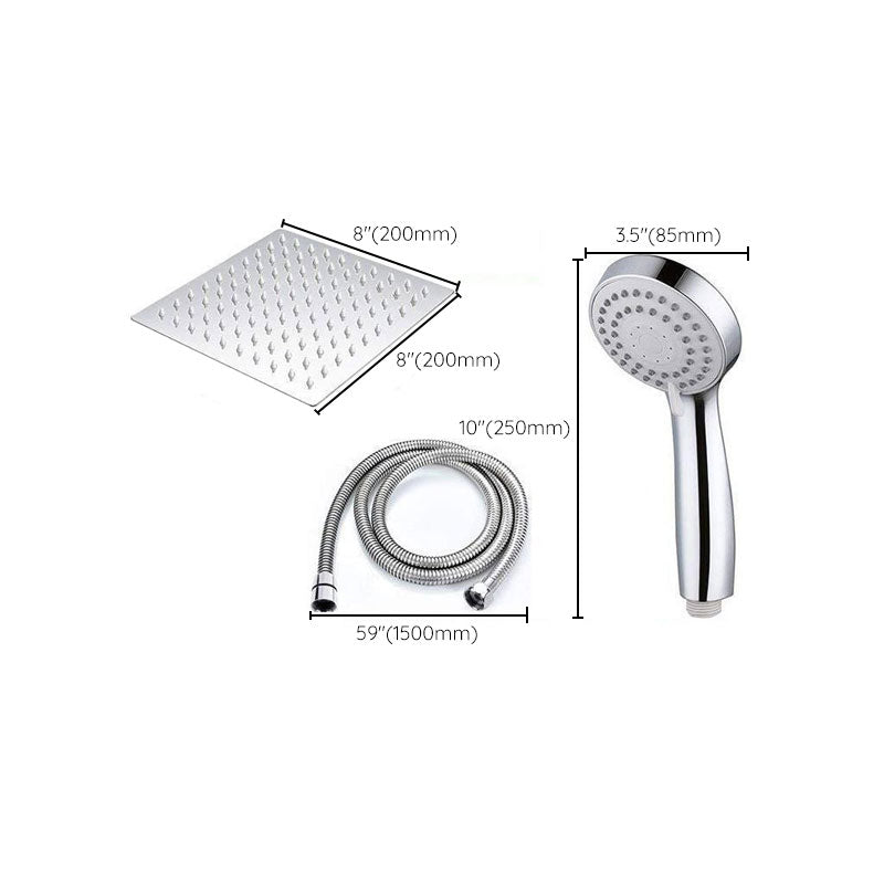 High Pressure 8 Inch Shower Set 3 Function Hand Shower Stainless Steel Square Top Spray Clearhalo 'Bathroom Remodel & Bathroom Fixtures' 'Home Improvement' 'home_improvement' 'home_improvement_shower_heads' 'Shower Heads' 'shower_heads' 'Showers & Bathtubs Plumbing' 'Showers & Bathtubs' 6800710