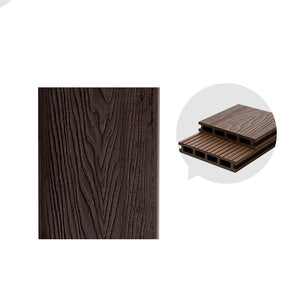 Rectangle Engineered Wooden Floor Water Resistant Floor Tile for Patio Garden Dark Coffee Square Hole