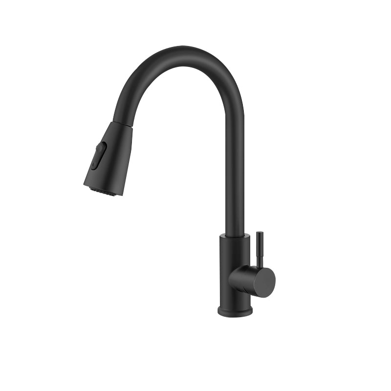 Contemporary 1-Handle Bar Faucet Pull down Sprayer Standard Kitchen Faucet Black Dual-mode Water Outlet Clearhalo 'Home Improvement' 'home_improvement' 'home_improvement_kitchen_faucets' 'Kitchen Faucets' 'Kitchen Remodel & Kitchen Fixtures' 'Kitchen Sinks & Faucet Components' 'kitchen_faucets' 6802096
