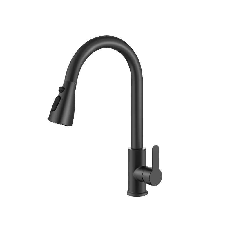 Contemporary 1-Handle Bar Faucet Pull down Sprayer Standard Kitchen Faucet Black Tri-Mode Spray Clearhalo 'Home Improvement' 'home_improvement' 'home_improvement_kitchen_faucets' 'Kitchen Faucets' 'Kitchen Remodel & Kitchen Fixtures' 'Kitchen Sinks & Faucet Components' 'kitchen_faucets' 6802098
