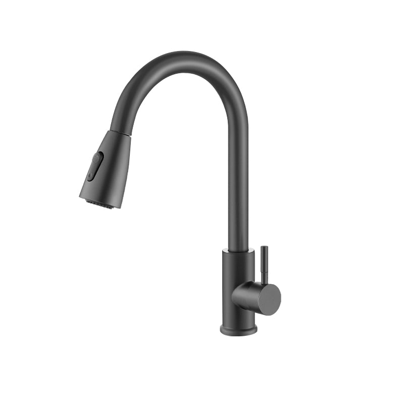 Contemporary 1-Handle Bar Faucet Pull down Sprayer Standard Kitchen Faucet Grey Dual-mode Water Outlet Clearhalo 'Home Improvement' 'home_improvement' 'home_improvement_kitchen_faucets' 'Kitchen Faucets' 'Kitchen Remodel & Kitchen Fixtures' 'Kitchen Sinks & Faucet Components' 'kitchen_faucets' 6802102