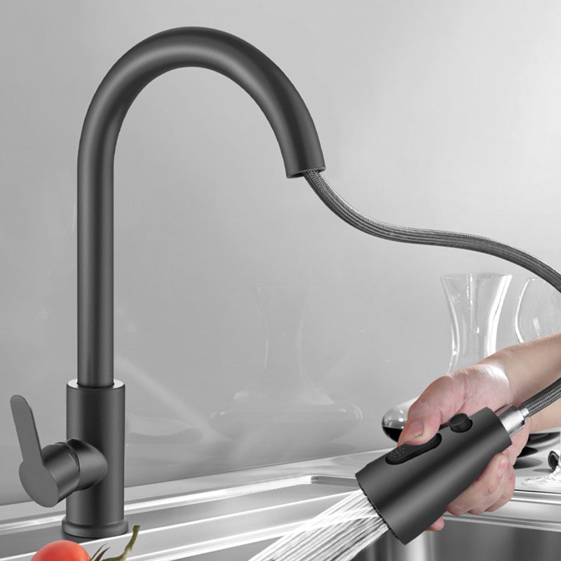 Contemporary 1-Handle Bar Faucet Pull down Sprayer Standard Kitchen Faucet Clearhalo 'Home Improvement' 'home_improvement' 'home_improvement_kitchen_faucets' 'Kitchen Faucets' 'Kitchen Remodel & Kitchen Fixtures' 'Kitchen Sinks & Faucet Components' 'kitchen_faucets' 6802104