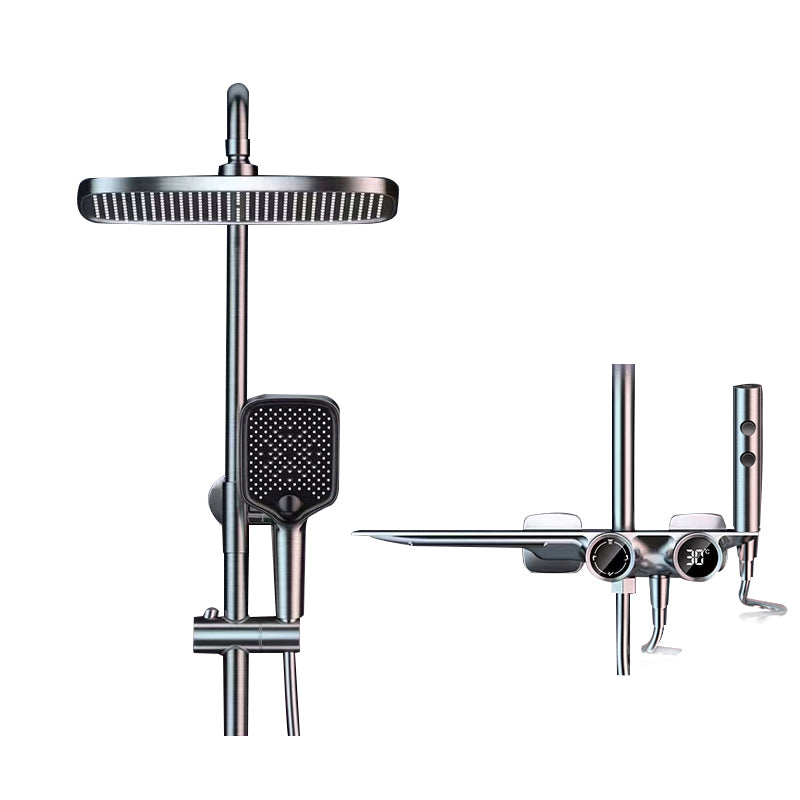 Grey Shower Set Intelligent Digital Display Thermostatic Full Copper Shower Head Grey Digital Display Included Spray Gun Included Clearhalo 'Bathroom Remodel & Bathroom Fixtures' 'Home Improvement' 'home_improvement' 'home_improvement_shower_faucets' 'Shower Faucets & Systems' 'shower_faucets' 'Showers & Bathtubs Plumbing' 'Showers & Bathtubs' 6809977