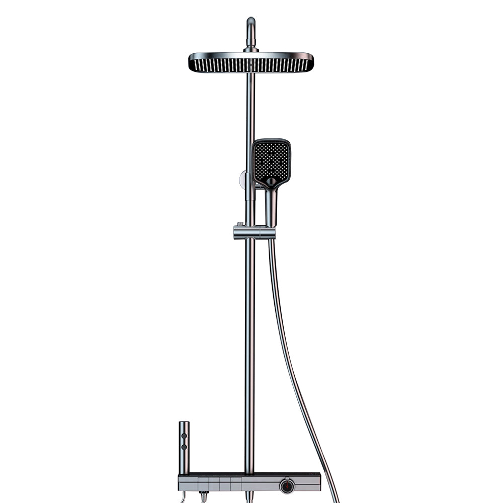 Modern Brass Shower Faucet Adjustable Spray Pattern Wall Mounted Shower Combo Clearhalo 'Bathroom Remodel & Bathroom Fixtures' 'Home Improvement' 'home_improvement' 'home_improvement_shower_faucets' 'Shower Faucets & Systems' 'shower_faucets' 'Showers & Bathtubs Plumbing' 'Showers & Bathtubs' 6810376