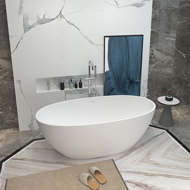 Modern Stone Oval Bathtub Antique Finish Freestanding Bath Tub White 71"L x 35"W x 22"H Clearhalo 'Bathroom Remodel & Bathroom Fixtures' 'Bathtubs' 'Home Improvement' 'home_improvement' 'home_improvement_bathtubs' 'Showers & Bathtubs' 6811934