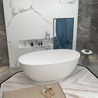 Modern Stone Oval Bathtub Antique Finish Freestanding Bath Tub White 71"L x 35"W x 22"H Clearhalo 'Bathroom Remodel & Bathroom Fixtures' 'Bathtubs' 'Home Improvement' 'home_improvement' 'home_improvement_bathtubs' 'Showers & Bathtubs' 6811934
