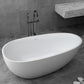 Modern Style Oval Freestanding Bathtub Stone Bathtub with Overflow Trim White 71"L x 35"W x 23"H 1\ (2.5cm) Clearhalo 'Bathroom Remodel & Bathroom Fixtures' 'Bathtubs' 'Home Improvement' 'home_improvement' 'home_improvement_bathtubs' 'Showers & Bathtubs' 6812034