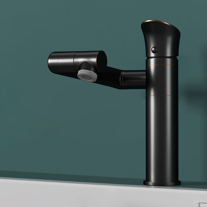 Contemporary Centerset Faucet Lever Handles Single Hole Solid Brass Circular Faucet Black 12.2" Clearhalo 'Bathroom Remodel & Bathroom Fixtures' 'Bathroom Sink Faucets' 'Bathroom Sinks & Faucet Components' 'bathroom_sink_faucets' 'Home Improvement' 'home_improvement' 'home_improvement_bathroom_sink_faucets' 6818129