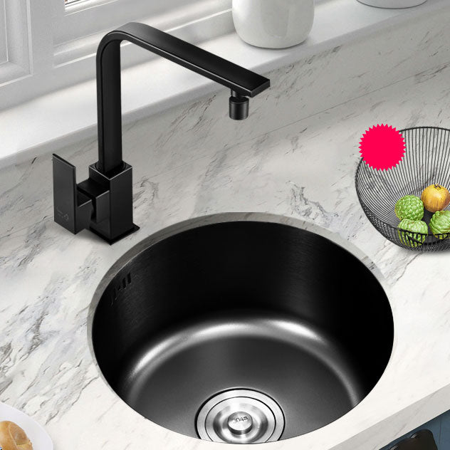 Contemporary Style Kitchen Sink Stainless Steel Kitchen Sink with Single Bowl 12.6"L x 12.6"W x 7.1"H Sink with Faucet Square Faucet Clearhalo 'Home Improvement' 'home_improvement' 'home_improvement_kitchen_sinks' 'Kitchen Remodel & Kitchen Fixtures' 'Kitchen Sinks & Faucet Components' 'Kitchen Sinks' 'kitchen_sinks' 6818141
