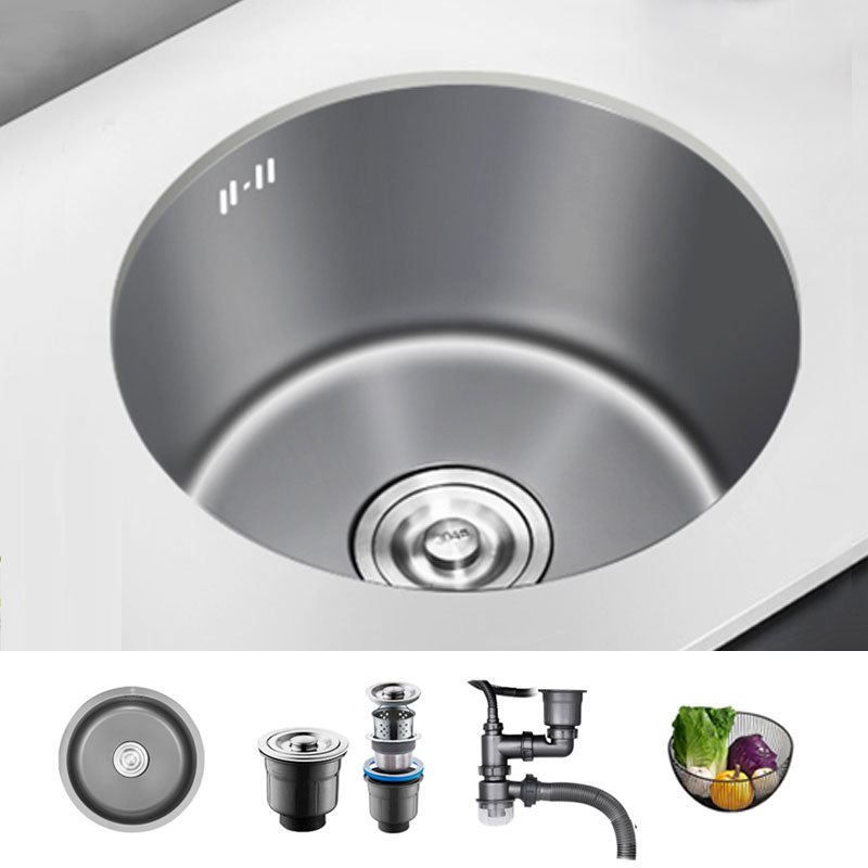 Modern Style Kitchen Sink Stainless Steel Round Shape Kitchen Sink Sink Only None Clearhalo 'Home Improvement' 'home_improvement' 'home_improvement_kitchen_sinks' 'Kitchen Remodel & Kitchen Fixtures' 'Kitchen Sinks & Faucet Components' 'Kitchen Sinks' 'kitchen_sinks' 6818177
